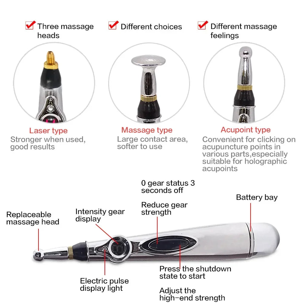5 in 1 Electronic Acupuncture Pen Meridian Energy Pulse Massage Pen Acupoint Stimulation Pain Relief Muscle Relaxation Portable