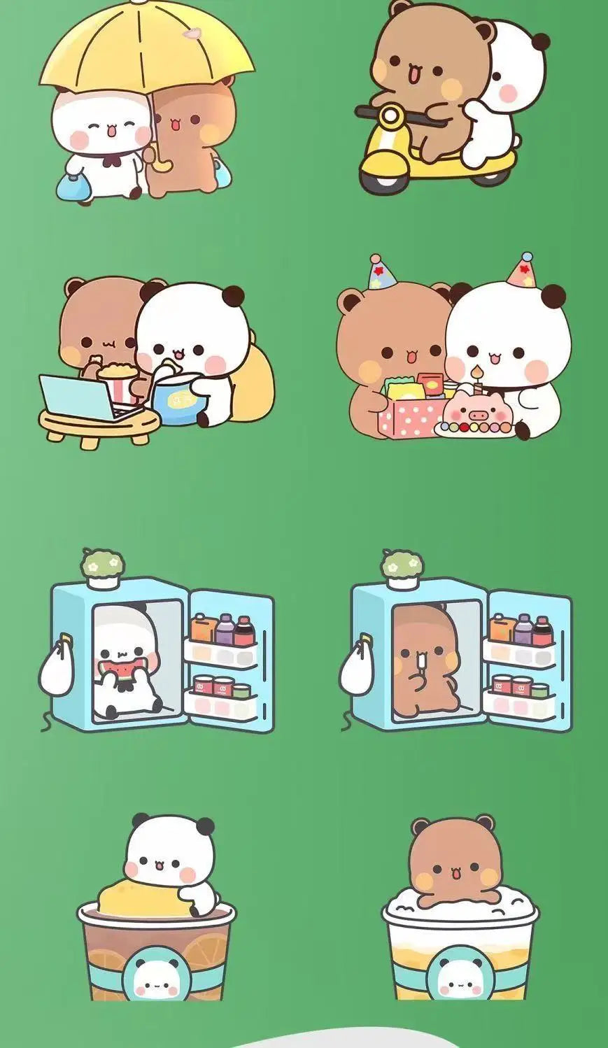 Kawaii Panda Yier Fridge Magnets Cute Bubu Dudu Anime Home Decor Sticker Creative Refrigerator Accessories