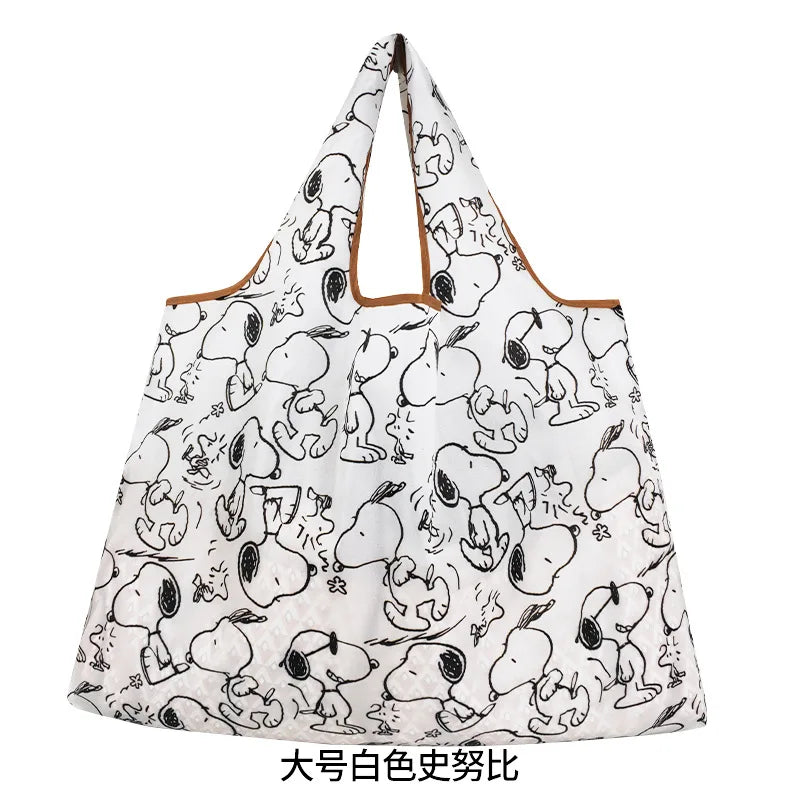 Snoopy Printed Foldable Reusable Shopping Bag Large Capacity Eco-Friendly Polyester Tote Bag Waterproof Bag