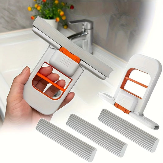 2/8pcs Self-Squeezing Desktop Mops Handheld Sponge Mop for Home Bathroom Kitchen Foldable Tabletop Scrubber Mini Cleaning Tools