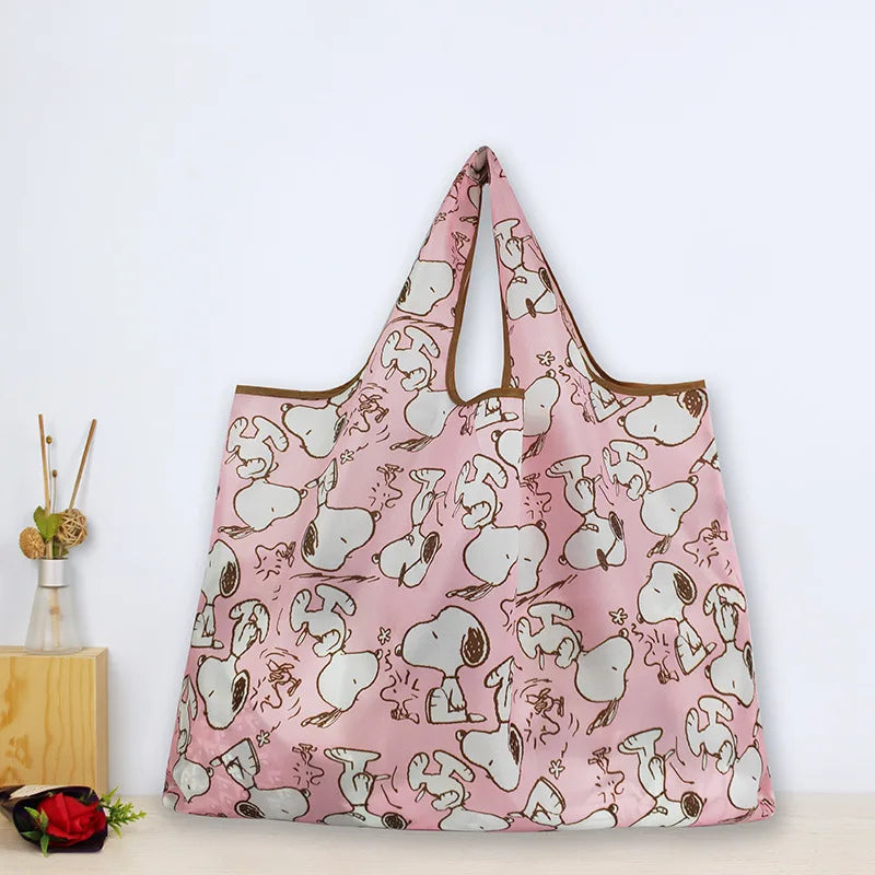Snoopy Printed Foldable Reusable Shopping Bag Large Capacity Eco-Friendly Polyester Tote Bag Waterproof Bag