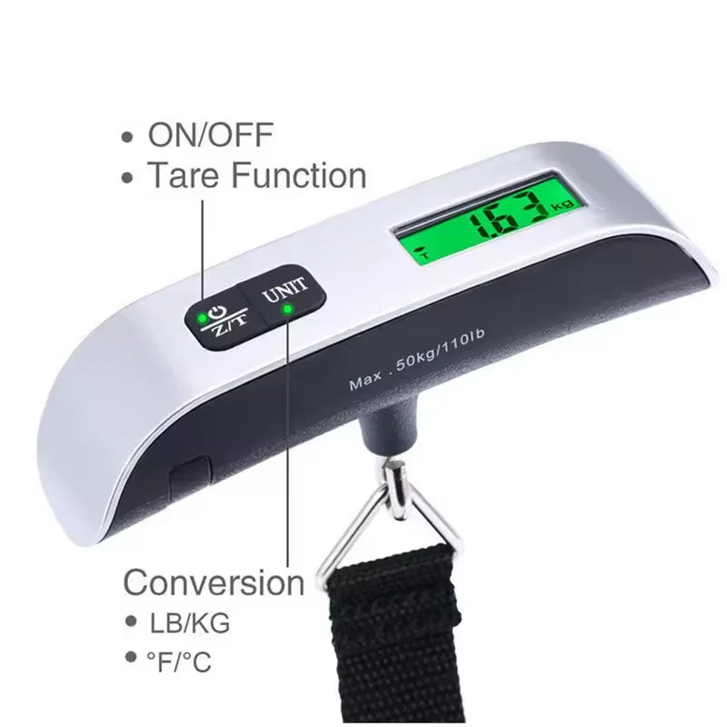 110lb/50kg Portable Scale Digital LCD Display Electronic Luggage Hanging Suitcase Travel Weighs Baggage Bag Weight Balance Tools