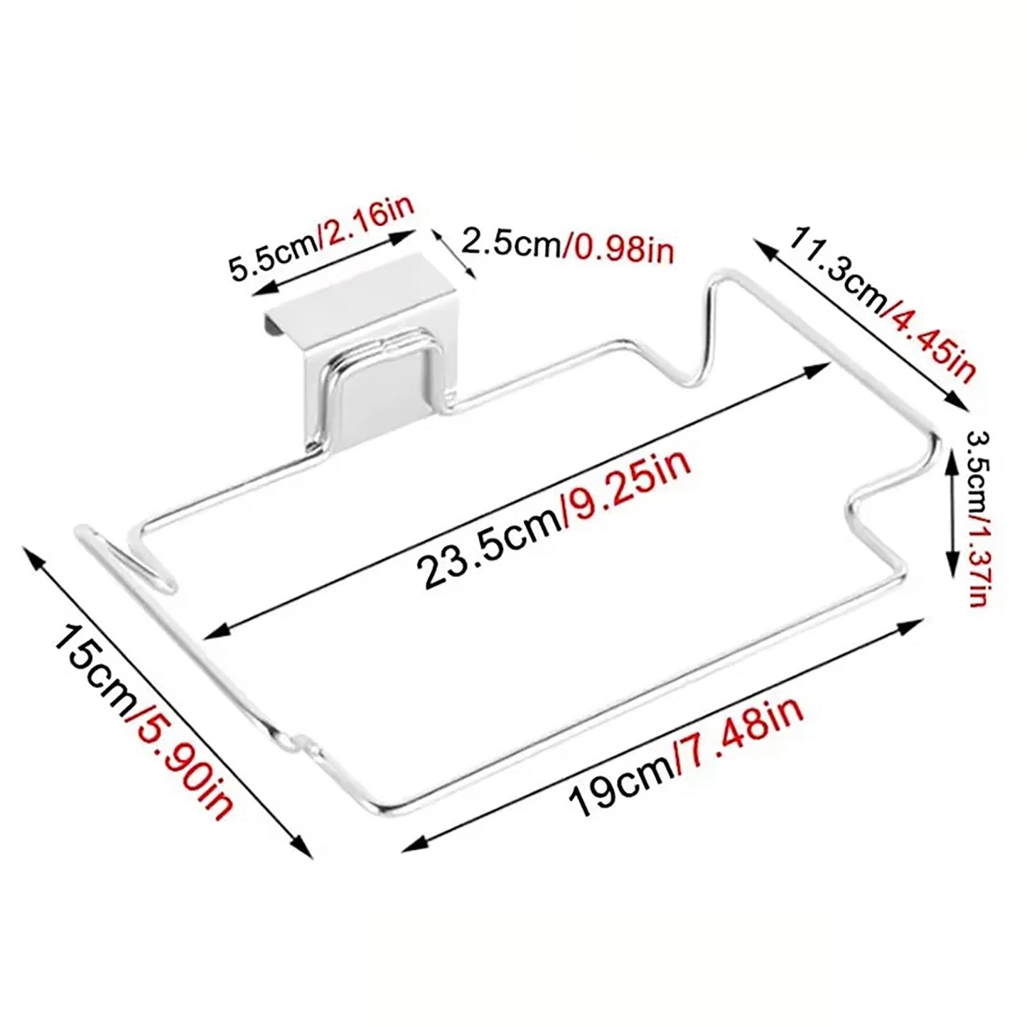 Kitchen Non Perforated Stainless Steel Garbage Rack With Hanging Bracket, Cabinet Door With Cloth And Garbage Bag Storage Rack