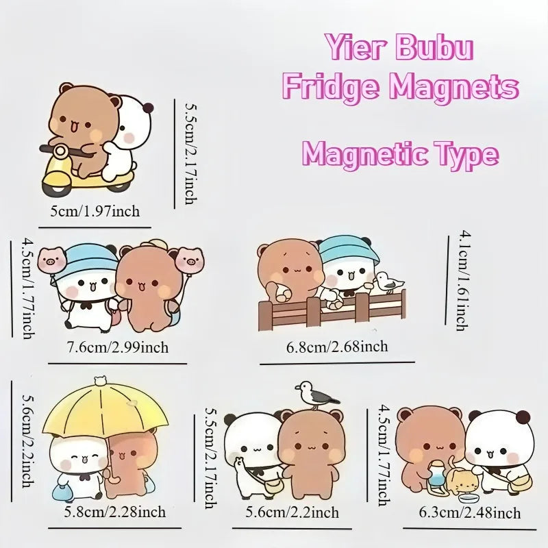 Kawaii Panda Yier Fridge Magnets Cute Bubu Dudu Anime Home Decor Sticker Creative Refrigerator Accessories