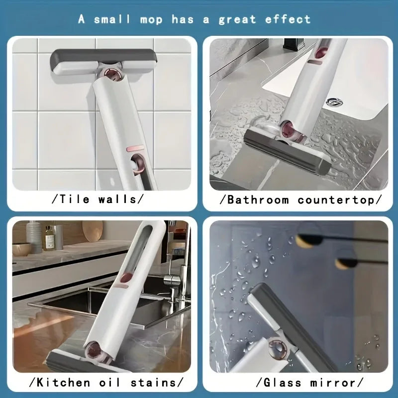Small Handle Mop Folding Powerful Squeeze Mini Mop Self-squeezing Floor Washing Desk Window Car Mops To Clean Tiles and Walls