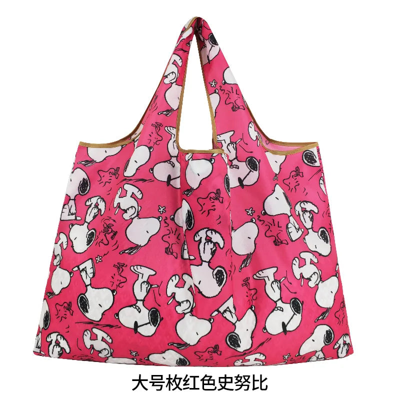 Snoopy Printed Foldable Reusable Shopping Bag Large Capacity Eco-Friendly Polyester Tote Bag Waterproof Bag