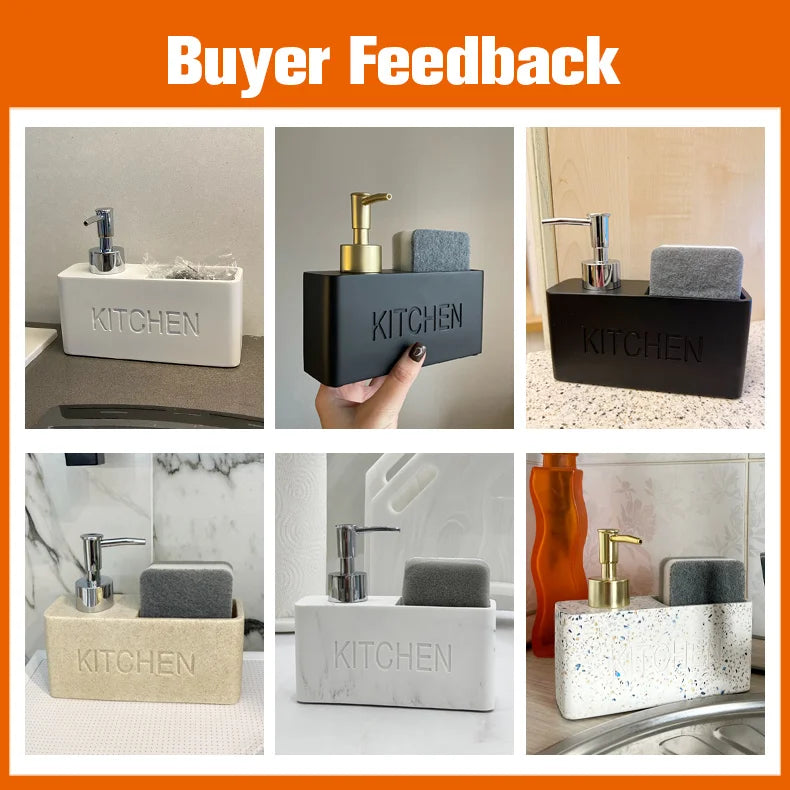 Modern kitchen accessories Soap Dispenser Set Liquid hand soap dispenser pump bottle brushes Holds and Stores Sponges Scrubbers