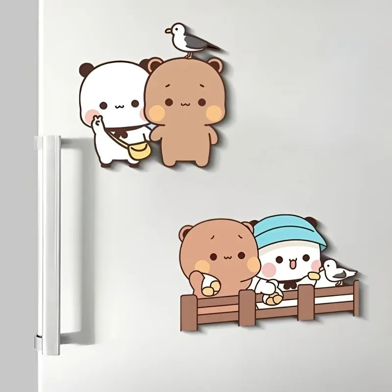 Kawaii Panda Yier Fridge Magnets Cute Bubu Dudu Anime Home Decor Sticker Creative Refrigerator Accessories