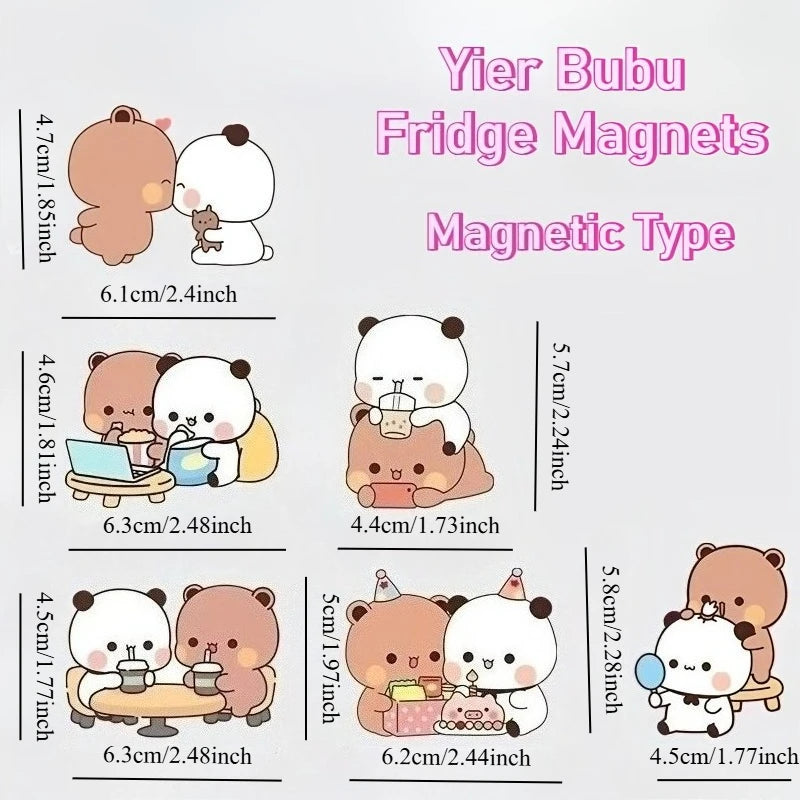 Kawaii Panda Yier Fridge Magnets Cute Bubu Dudu Anime Home Decor Sticker Creative Refrigerator Accessories