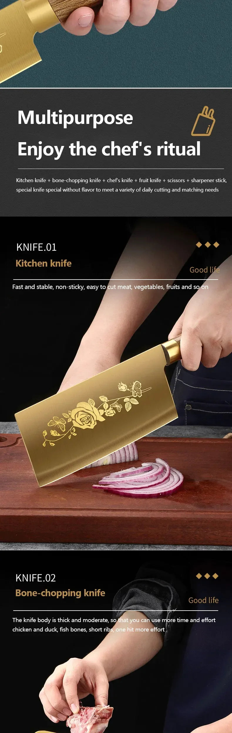 Kitchen Knife Set Chopper Complete Kitchenware Slicing Knife Chopper Chef Special Knife Set