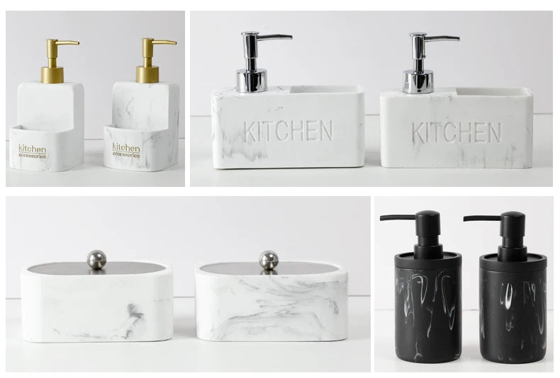 Modern kitchen accessories Soap Dispenser Set Liquid hand soap dispenser pump bottle brushes Holds and Stores Sponges Scrubbers