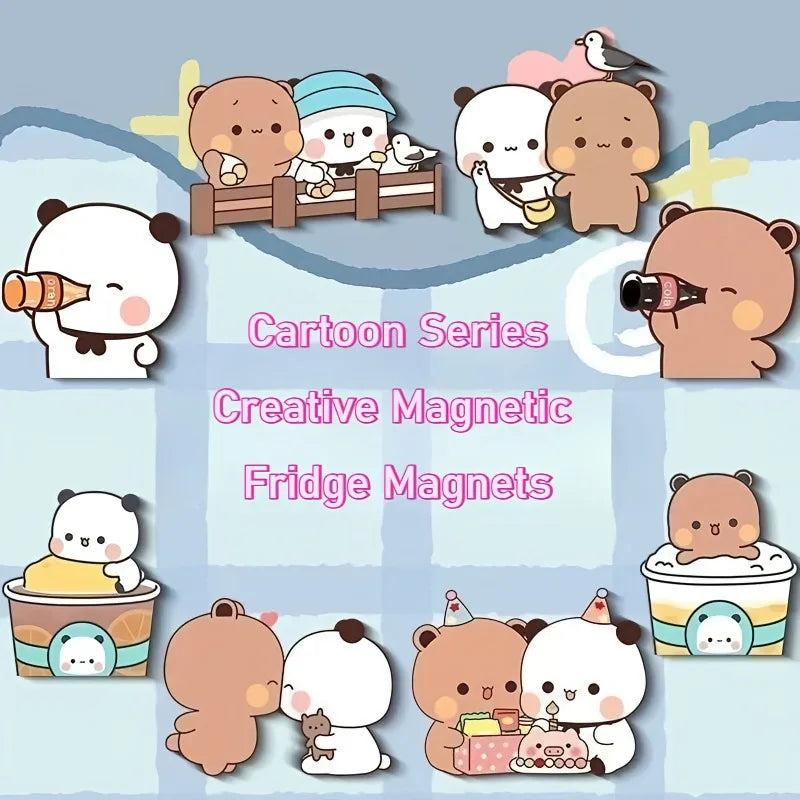 Kawaii Panda Yier Fridge Magnets Cute Bubu Dudu Anime Home Decor Sticker Creative Refrigerator Accessories