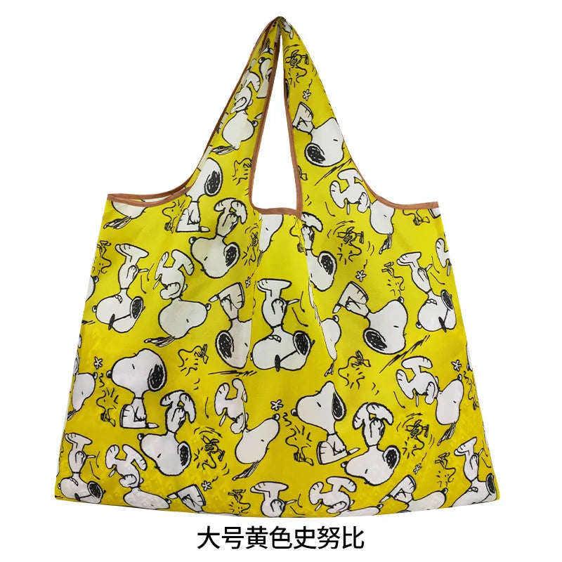 Snoopy Printed Foldable Reusable Shopping Bag Large Capacity Eco-Friendly Polyester Tote Bag Waterproof Bag