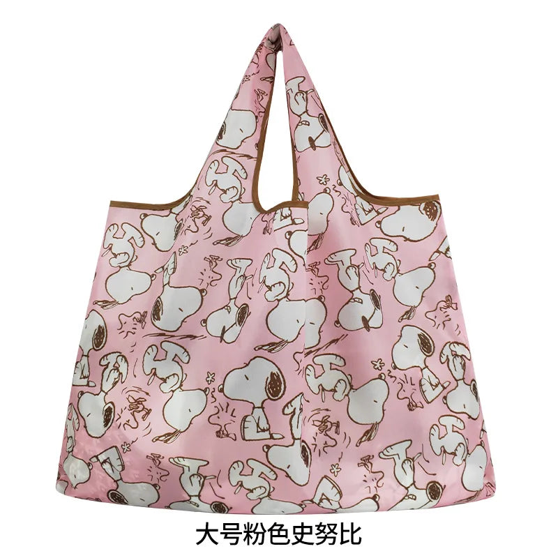 Snoopy Printed Foldable Reusable Shopping Bag Large Capacity Eco-Friendly Polyester Tote Bag Waterproof Bag