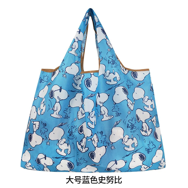 Snoopy Printed Foldable Reusable Shopping Bag Large Capacity Eco-Friendly Polyester Tote Bag Waterproof Bag